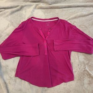 Magenta Long Sleeve Henley Top